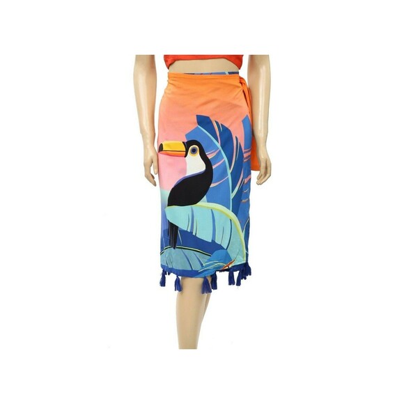 Farm Rio Anthropologie Tuca Tropicalia Mooring Midi Skirt Beach Wrap S 280869 - Picture 3 of 4